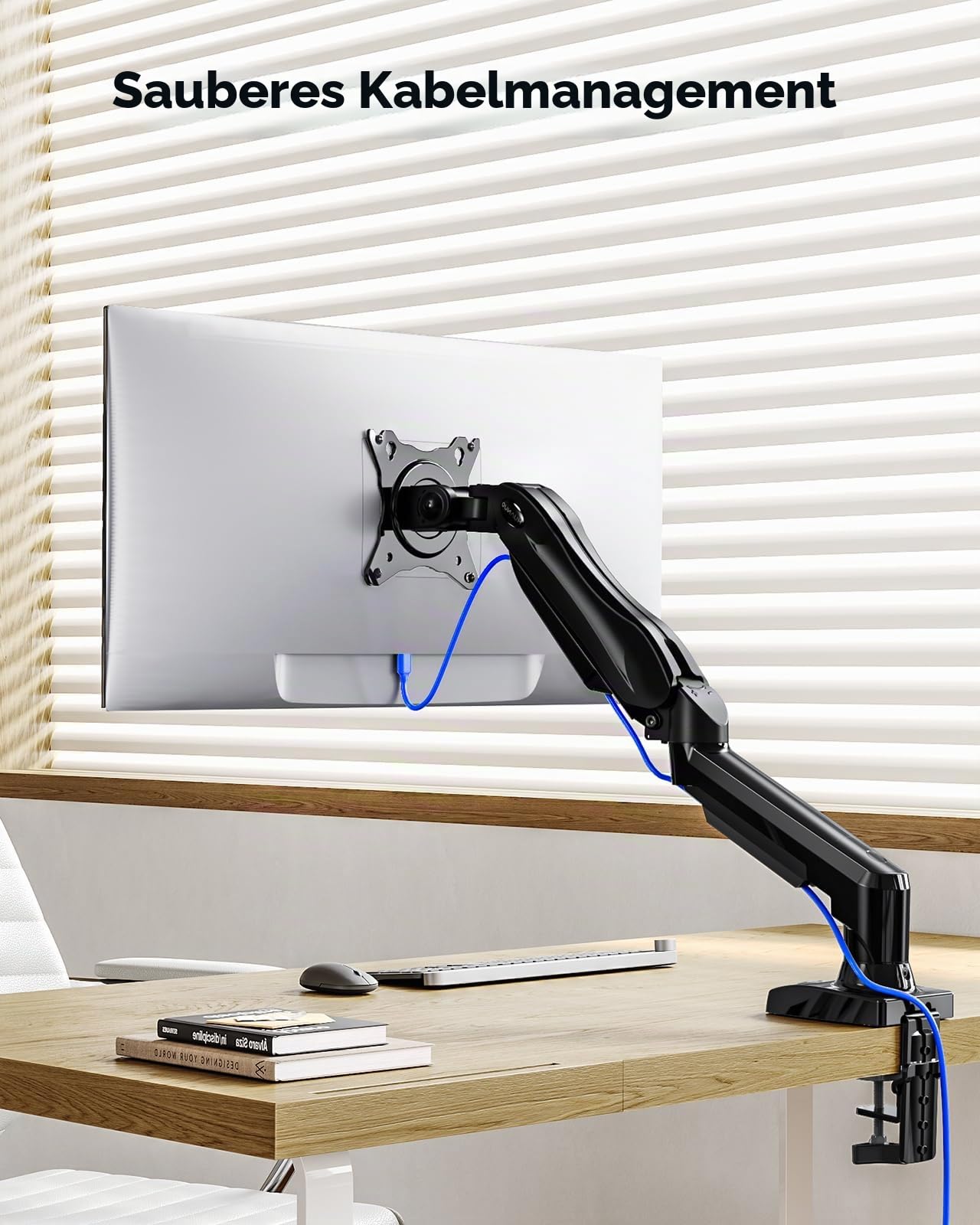 HUANUO Monitor Halterung für 13 bis 32 Zoll Bildschirme, Einzelner Monitorarm Ständer Hält 2~9 kg, Höhenverstellbare mit Neigungen, Schwenken, Dreht, VESA 75 & 100 mm