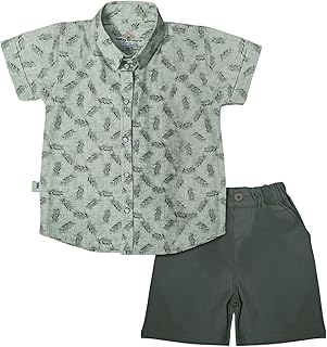 طقم تيشرت نصف كم وشورت مطبع للأولاد من بيبي شورا، قطعتان