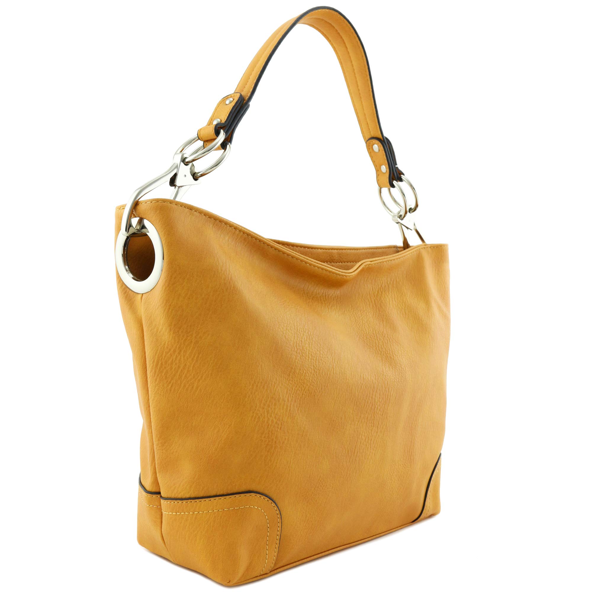 ALYSSAHobo Shoulder Bag with Big Snap Hook Hardware