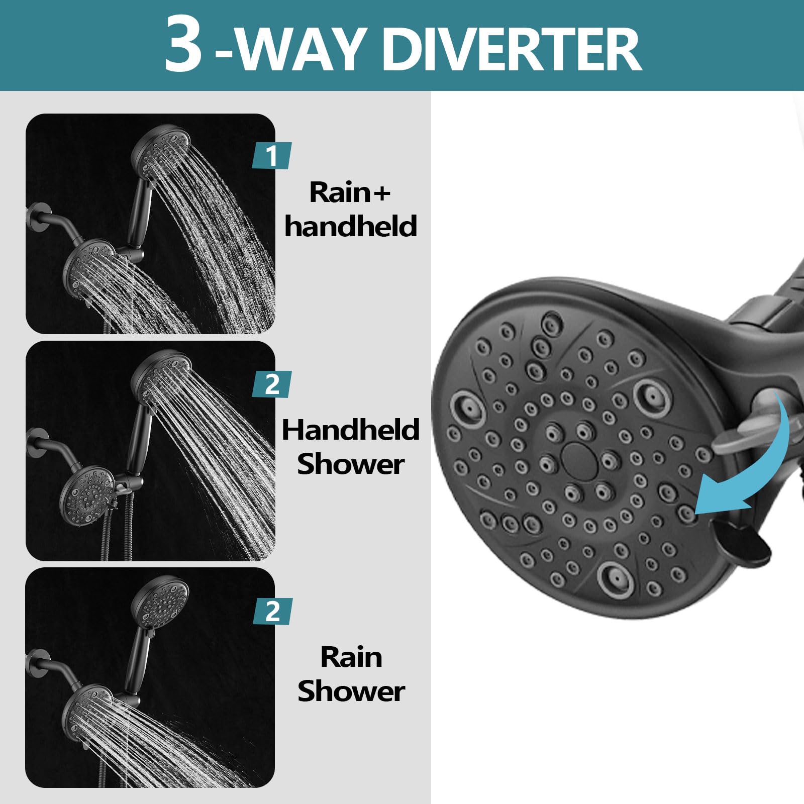Delta T17 Series Shower Trim Kit - 5 Dual Combo Faucet With Rain Shower Head & Handheld, Matte Black