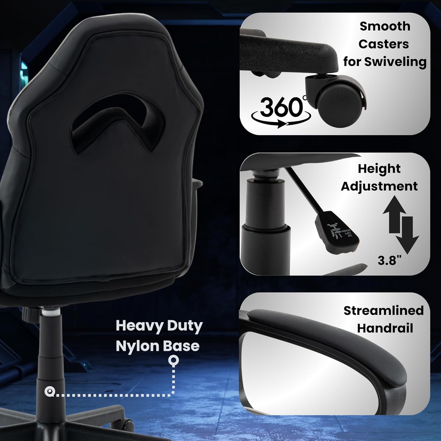 Ergonomic Computer Gaming Chair Home Office Racing Executive Video Task Desk PU Leather for Adults Teens Kids Gamer