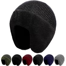 MEJORMEN M/L/XL/XXL Mens Winter Beanie with Earflap Women Warm Thermal Fleece Knitted Hat Stocking Caps Skull Cap for Outdoor