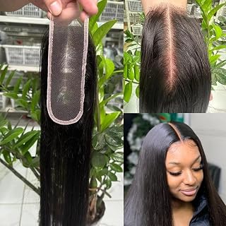 Aorbige 2x6 HD Swiss Lace Closure 18 Inch Straight Deep Parting Human Hair - Pre-Plucked Skin Melt Natural Hairline 180% Density