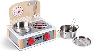 Hape Juego de Cocina y Parrilla 2 en 1, Estación de Cocina Completa, A Partir de 3 Años
