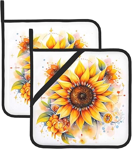 Miniatura 9 de White Delicate Lotus Flower Pot Holders for Kitchen Heat Resistant Non-Slip Sets Oven Hot Pads for Cooking Baking (8 * 8 Inches)