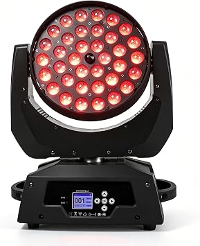 SHEHDS 36x18W LED Moving Head Light, RGBWAUV Stage Light | Wash Zoom Effect, DMX Control Dj Light, for Church, Stage, Night Club, Wedding