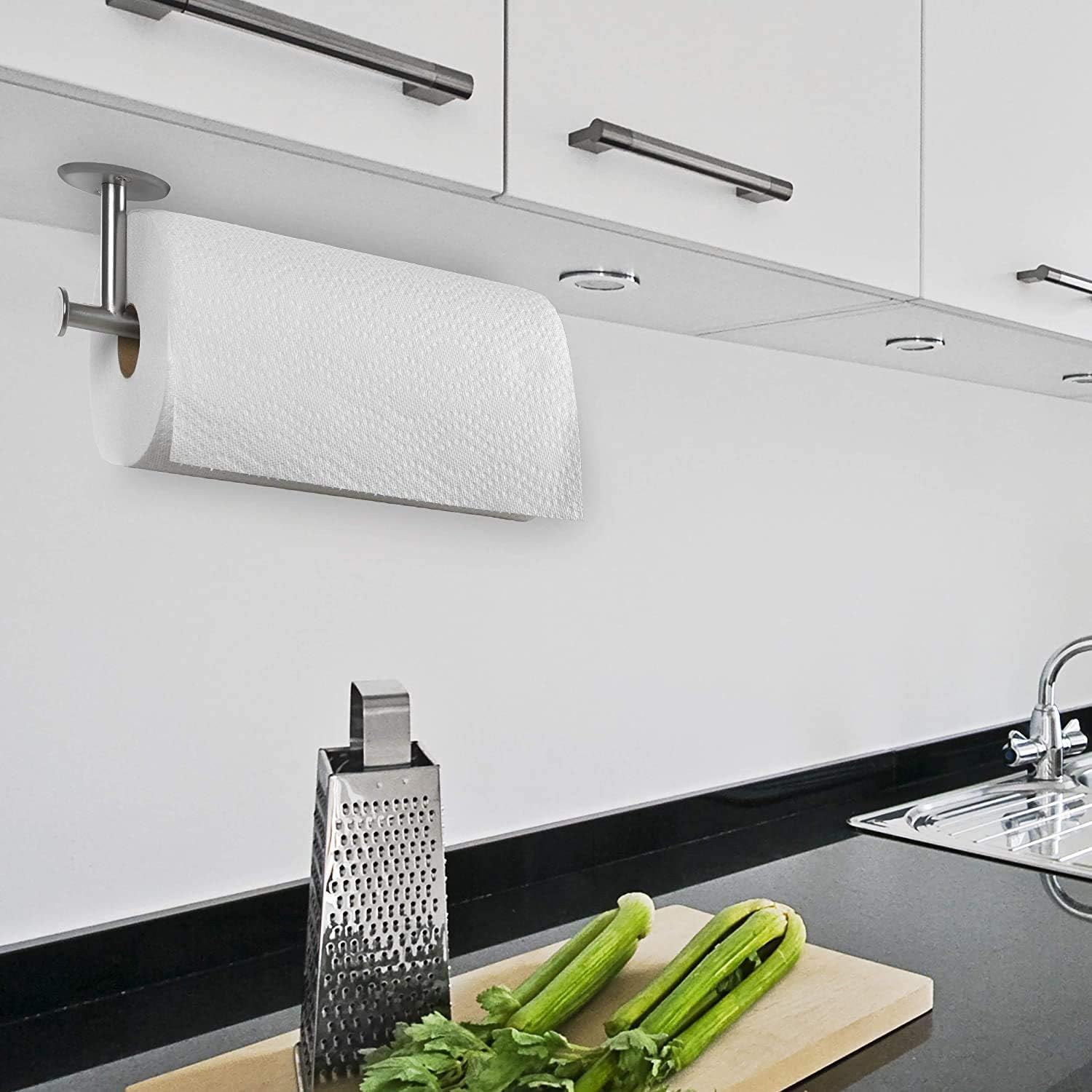 Paper Towel Holder Wall Mount - Under Cabinet Paper Towel Holders - Anti-Rust, Mounts On Wall or Cabinet, Vertically or Horizontally, Durable, Premium Elegant Design- Quick and Easy Installation