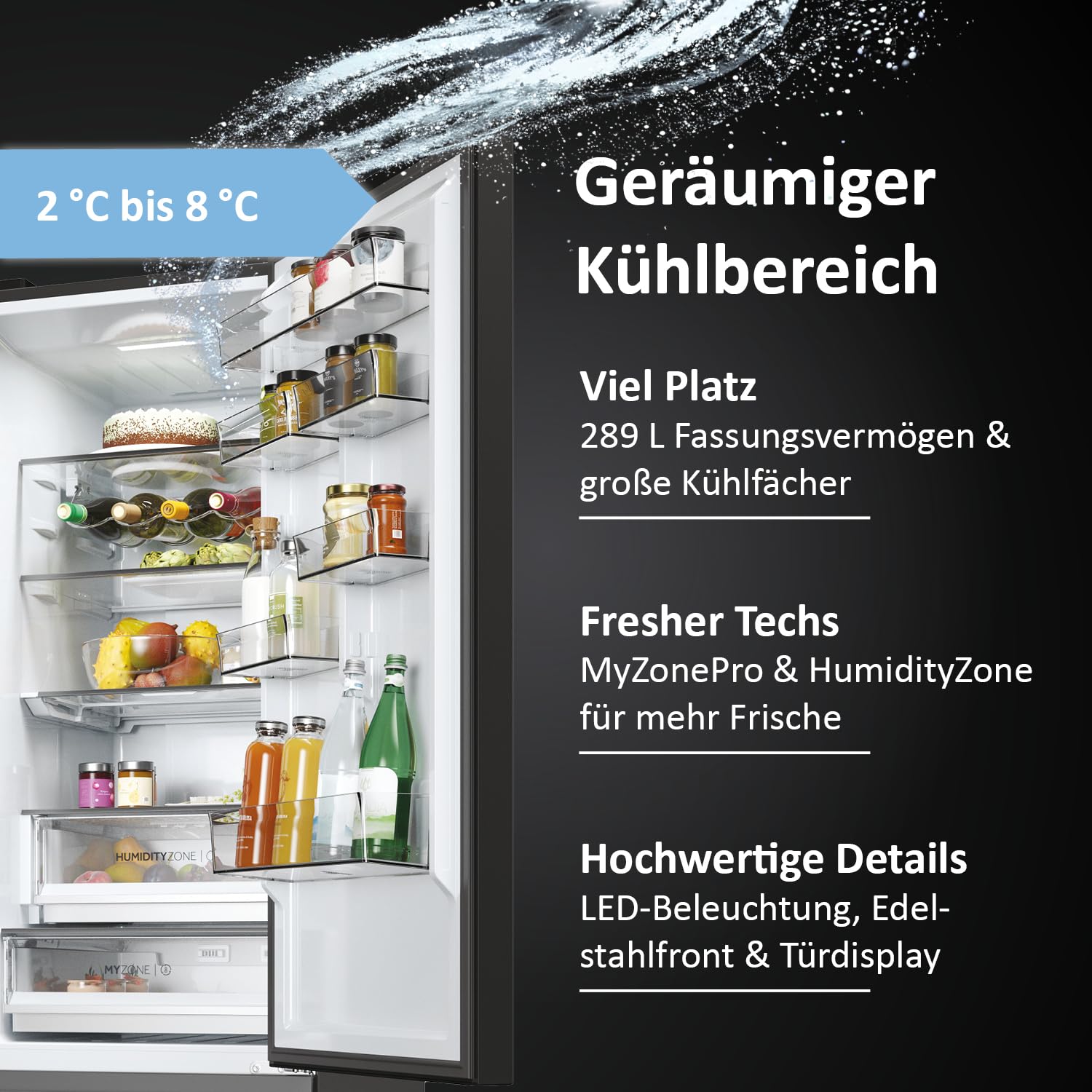 Haier Kühl-Gefrierkombination 3D 60 Serie 5 HTW5620DNPT | 2,05m, No Frost, Ergonomische Gefrierschubladen, Mit Gefrierfach freistehend, Kapazität 414L, Wi-Fi, Smarte Kühlfächer