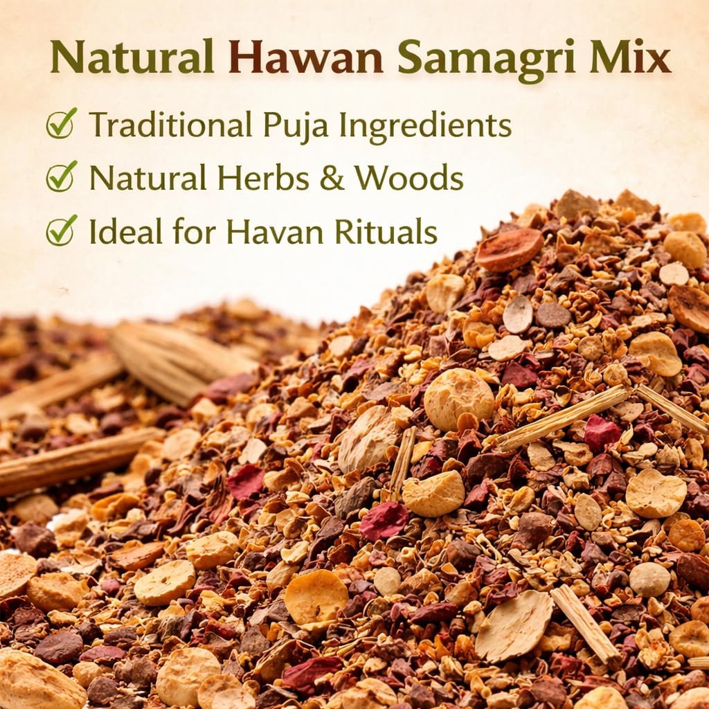 Hawan Samagri for Pooja Home, 100 g, Mixture of Dried Herbal, Roots and Leaves for Vedic Yagya