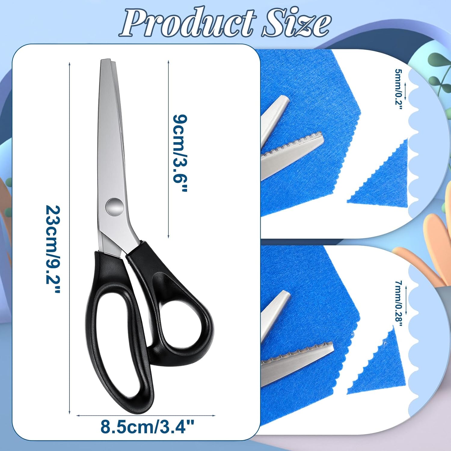 ylove Pinking Shears Scissors for Fabric Cutting Soped 7mm, Serrated