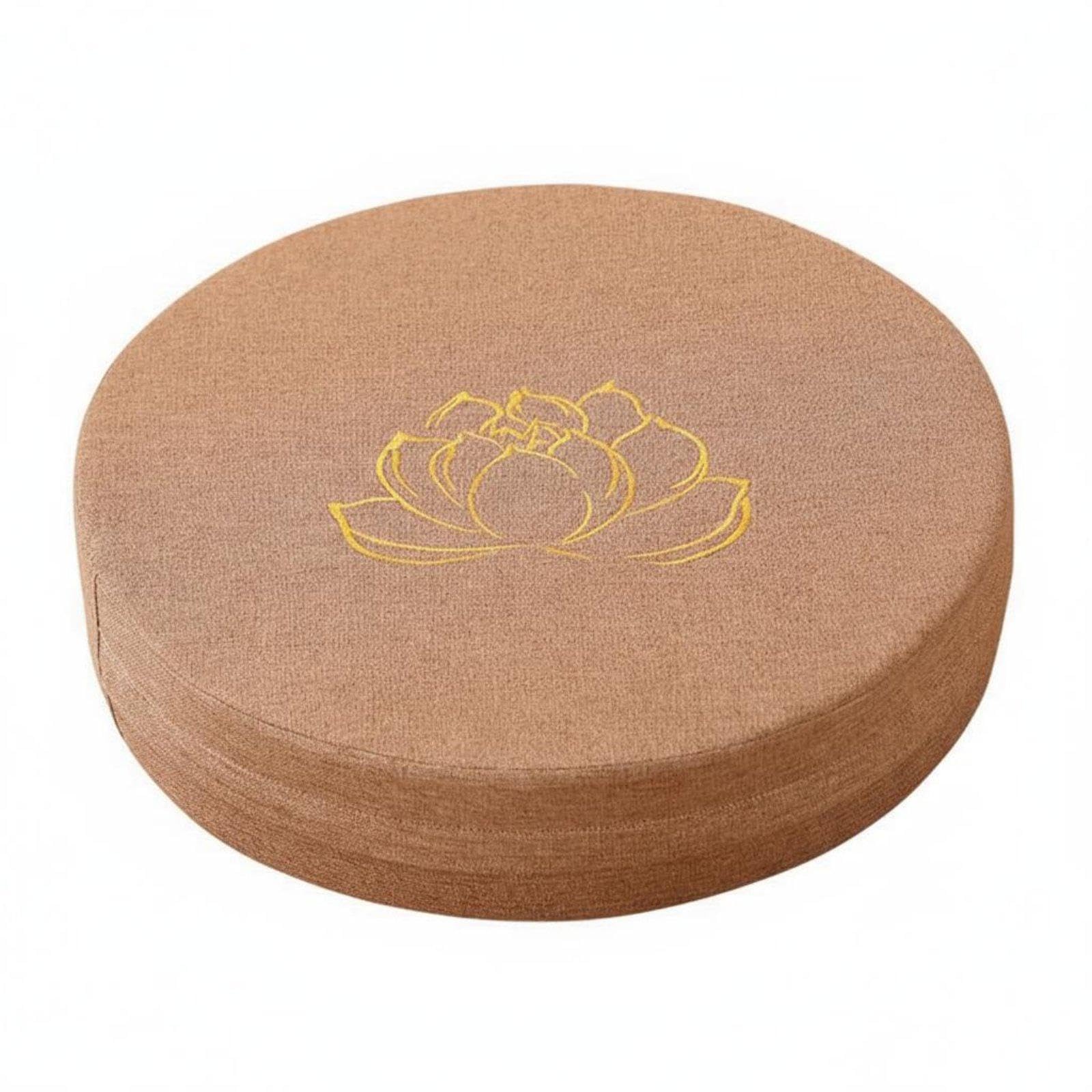Japanese Tatami Cushion Removable Washable Cover Round Meditation Cushion Breathable Linen Textile Thick Floor Pouf for Exercise Practitioners Khaki 50x10cm-image-18