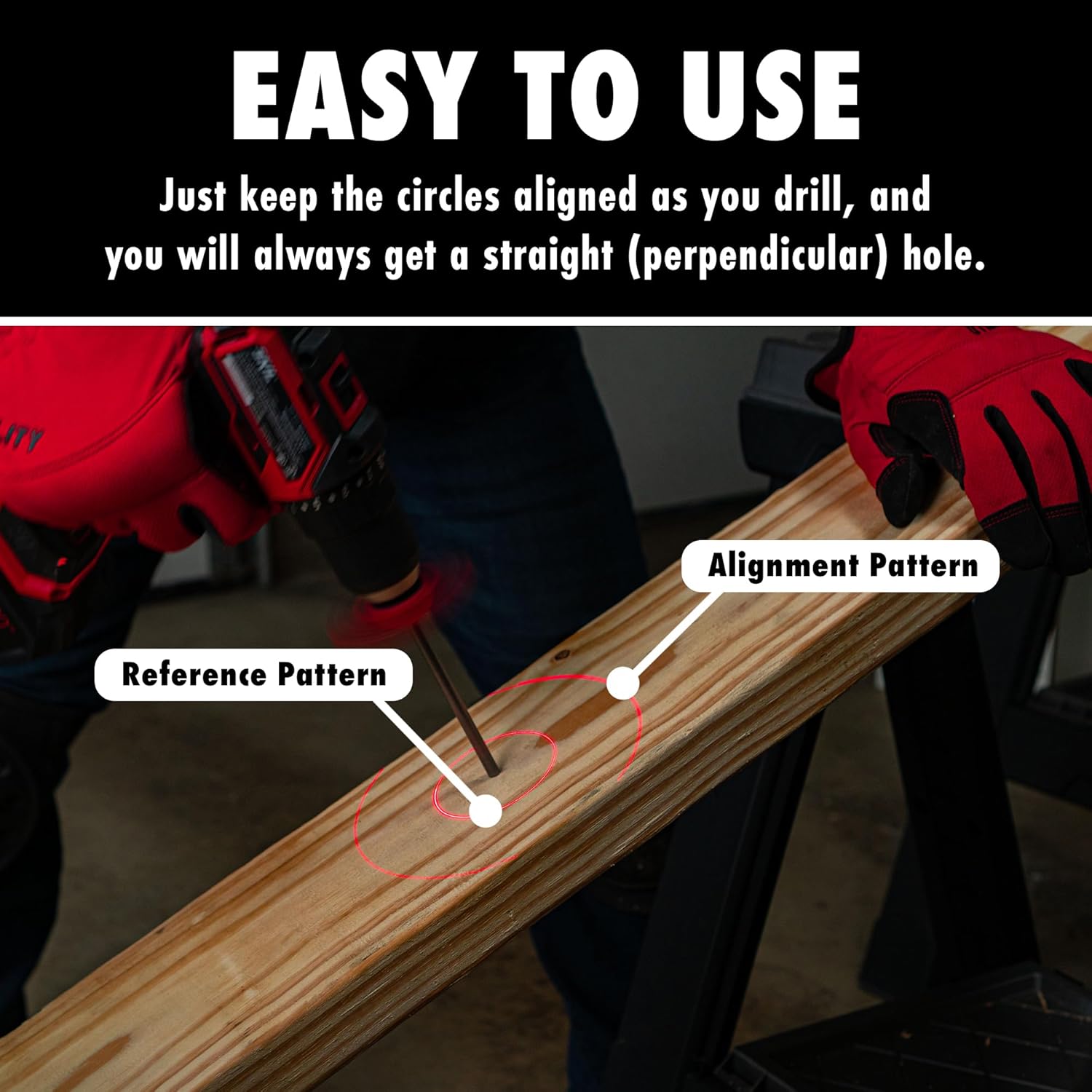 BullseyeBore Core CR1-100 Drill Guide for Straight Holes - Magnetic Drill Attachment with Efficient Red Laser for Visual Worksurface Alignment - Compatible with Common bits from 2” to 5”