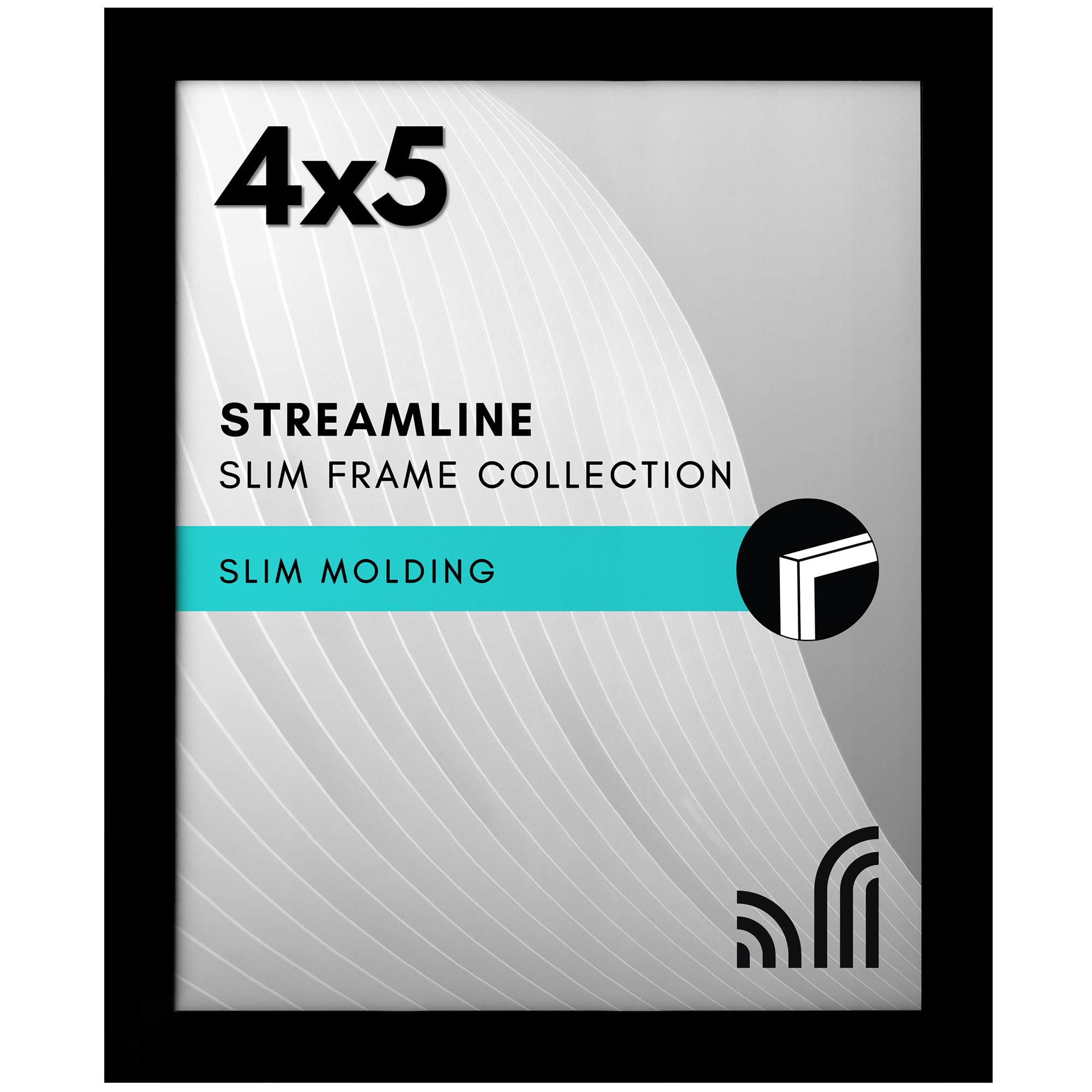 Americanflat 4x5 Picture Frame with Shatter-Resistant Glass - Streamline Collection - Thin Border Photo Frame for Tabletop and Wall Display - Hanging Hardware and Easel Stand Included - Black