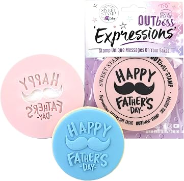 Sweet Stamp by AmyCakes Outboss Plastic Expression Stamp, Mustache Happy Fathers Day