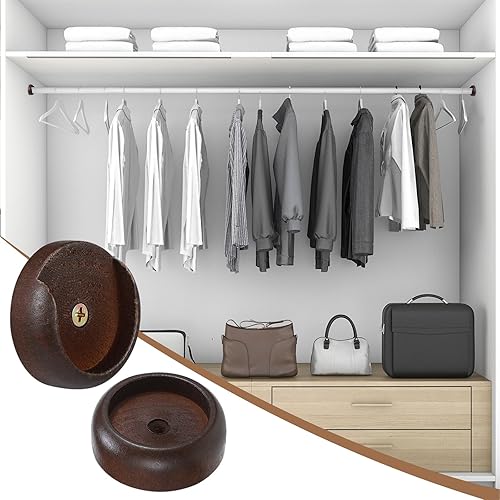 Miniatura 7 de Juego de 20 soportes de barra de armario de madera para armario, soporte de barra de armario con tornillos para armario, barra, armario, pasillo