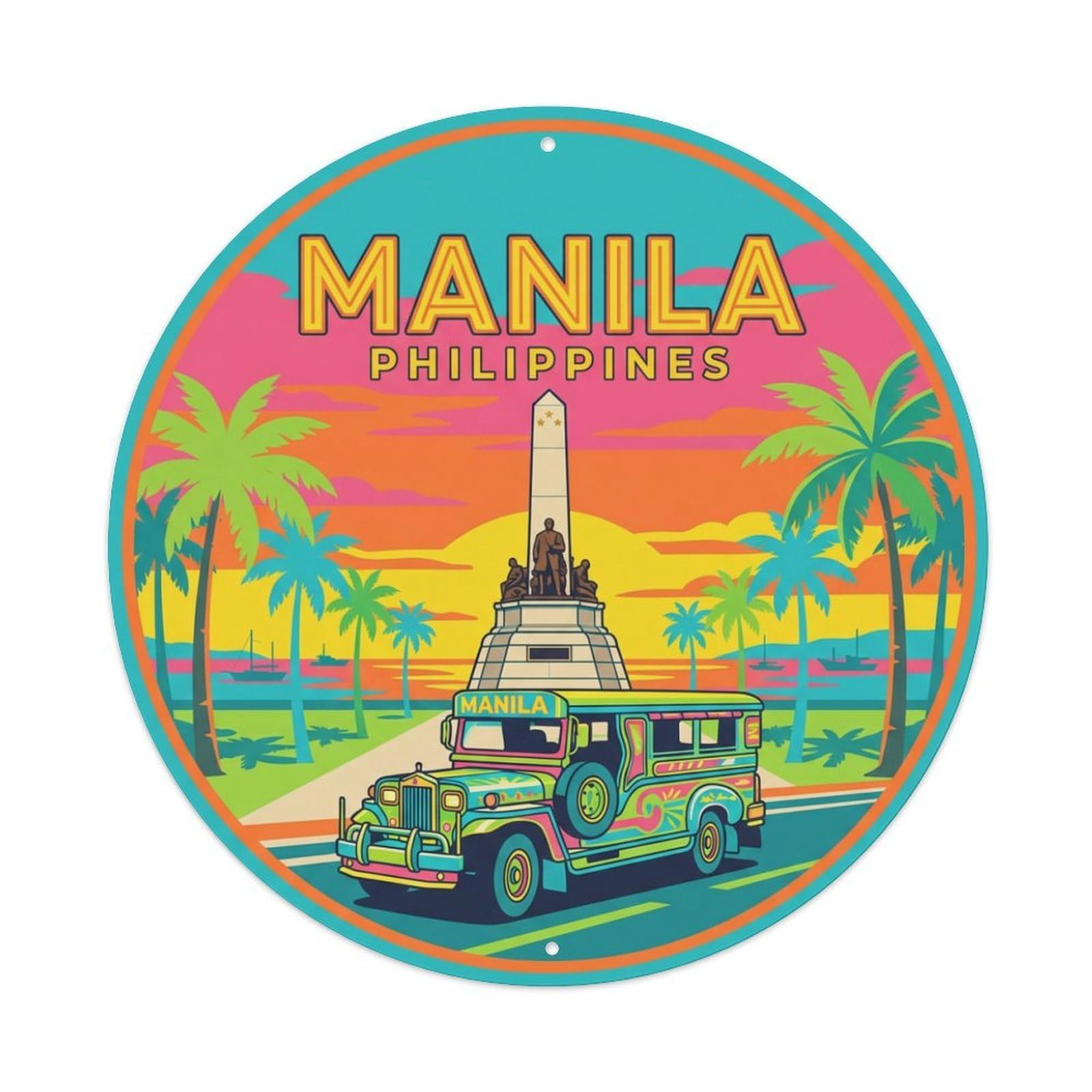 Vintage Travel Philippines Manila Metal Tin Sign