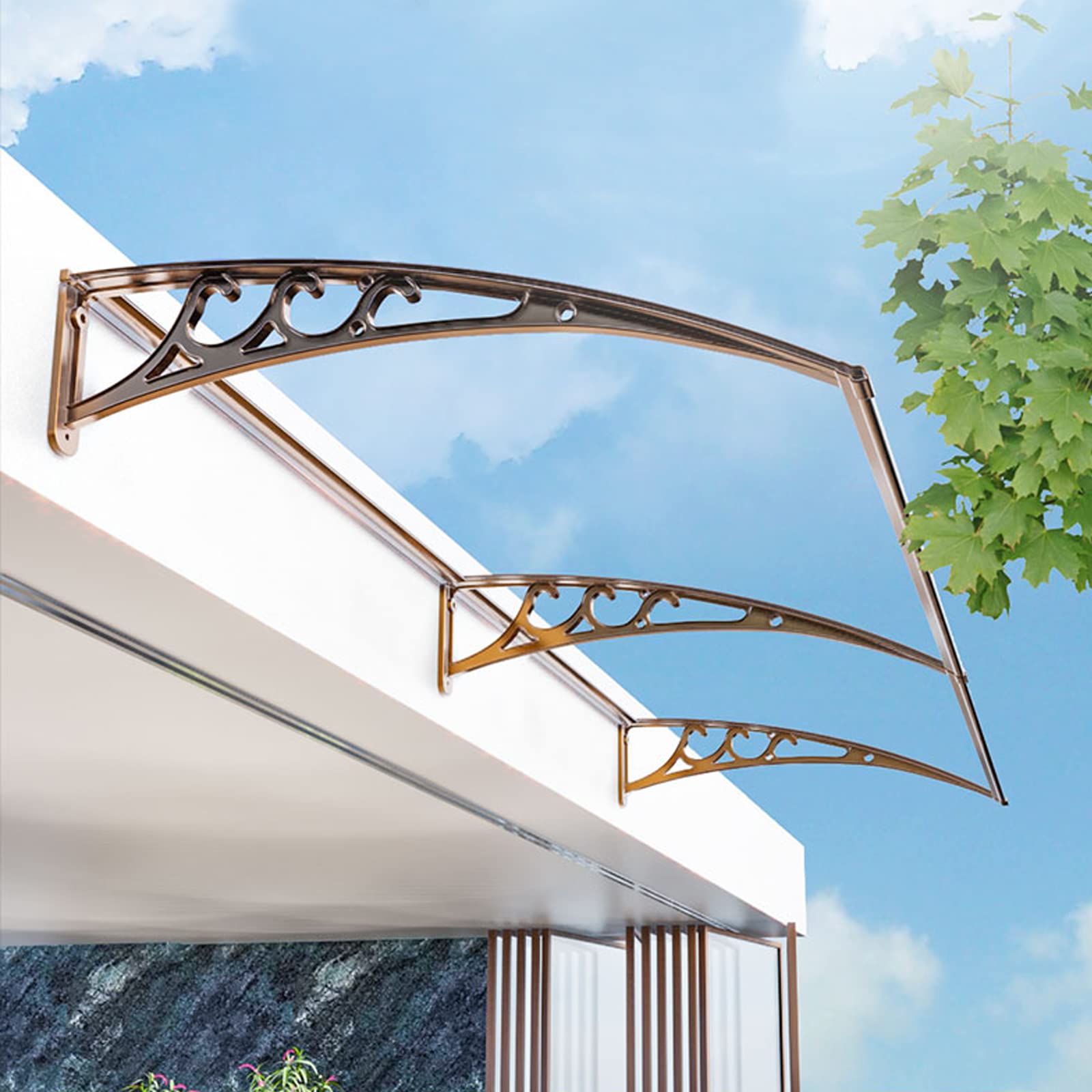 Auvent de porte en polycarbonate et cadre alu pour abri de porche