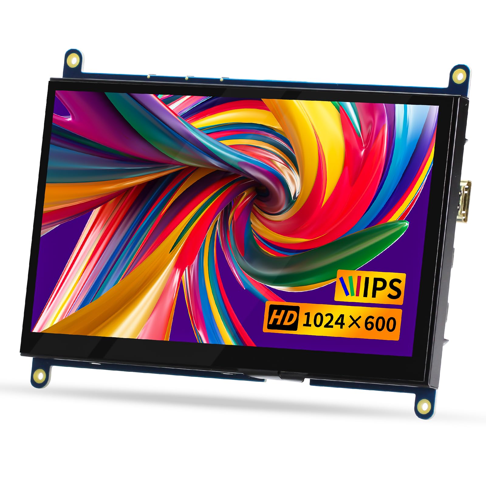 7 Zoll Mini Monitor HDMI, Tragbarer IPS-Monitor, 1024×600 LCD-Bildschirm, 178° Betrachtungswinkel, Kleines Display für Raspberry Pi, Laptop/PC/TV/DVD/CVBS (Ohne Touchscreen)
