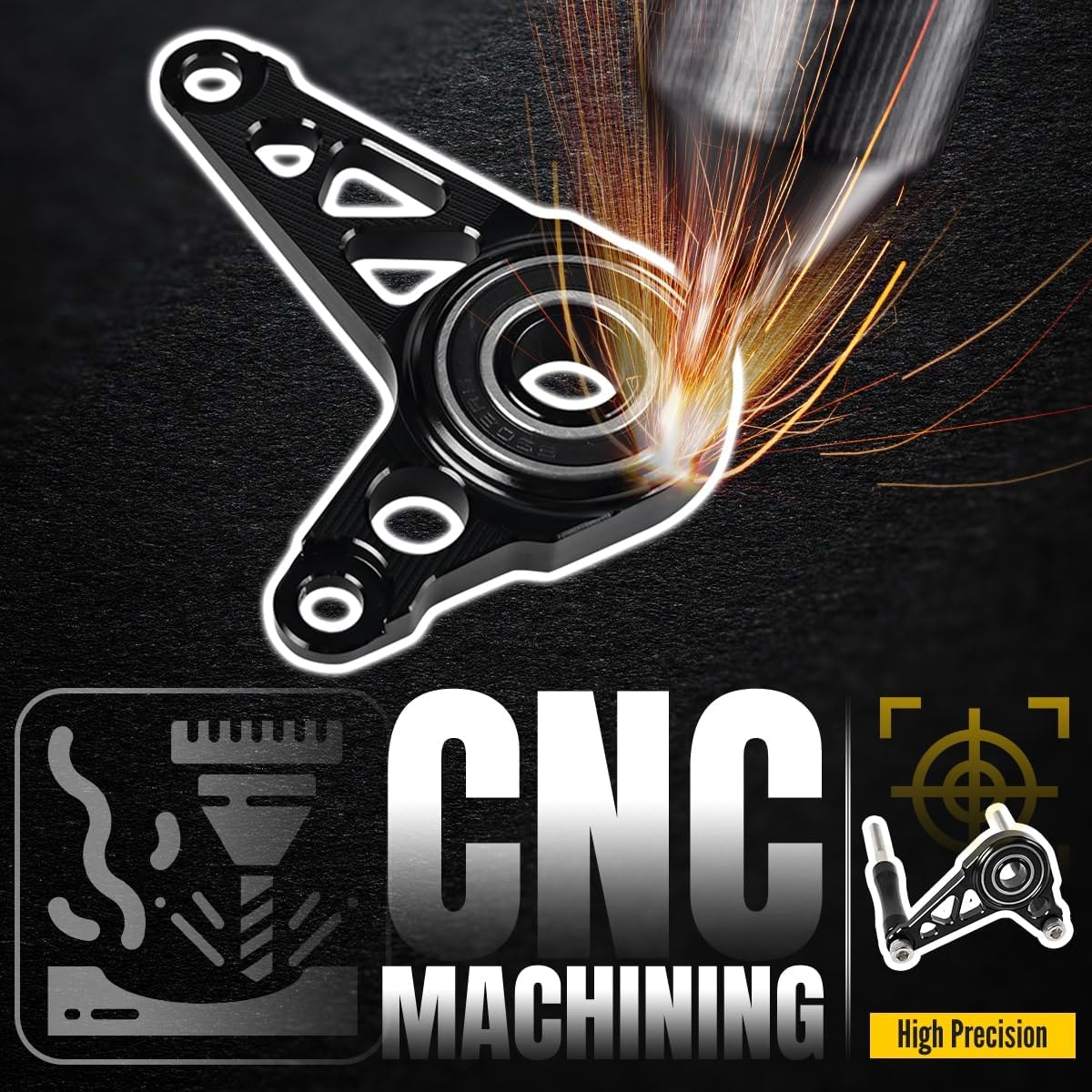 Canitu Shift Shaft Brace,Anodize CNC Billet Aluminum Shifter Support Holder Sprocket Cover Carrier with 2 Bolts Support Bracket for Honda Grom Monkey 125 2022+ for Honda CT Trail 125 2023+ (Black)