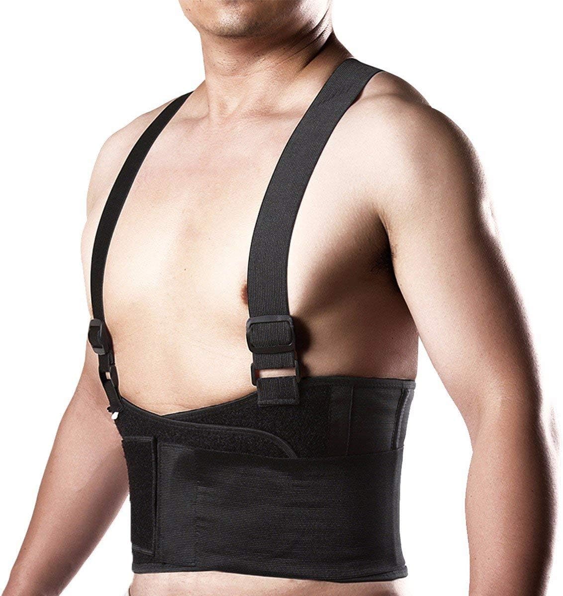 CFR Back Brace Working Support with Suspenders Adjustable Straps Belt Lower Waist Therapy Pain Relief for Heavy Lifting,Large