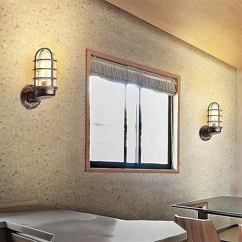 Miniatura 4 de Creative Wrought Iron Glass Wall Lamp - Retro Industrial Style Wall Sconce for Bar and Bedroom, E27
