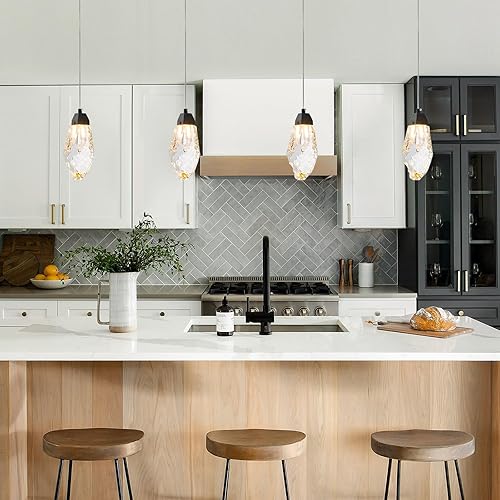 Miniatura 6 de Lámpara colgante de cristal negro con cristales de prisma y LED que mejora el ambiente de la isla de cocina, baño, dormitorio y bar