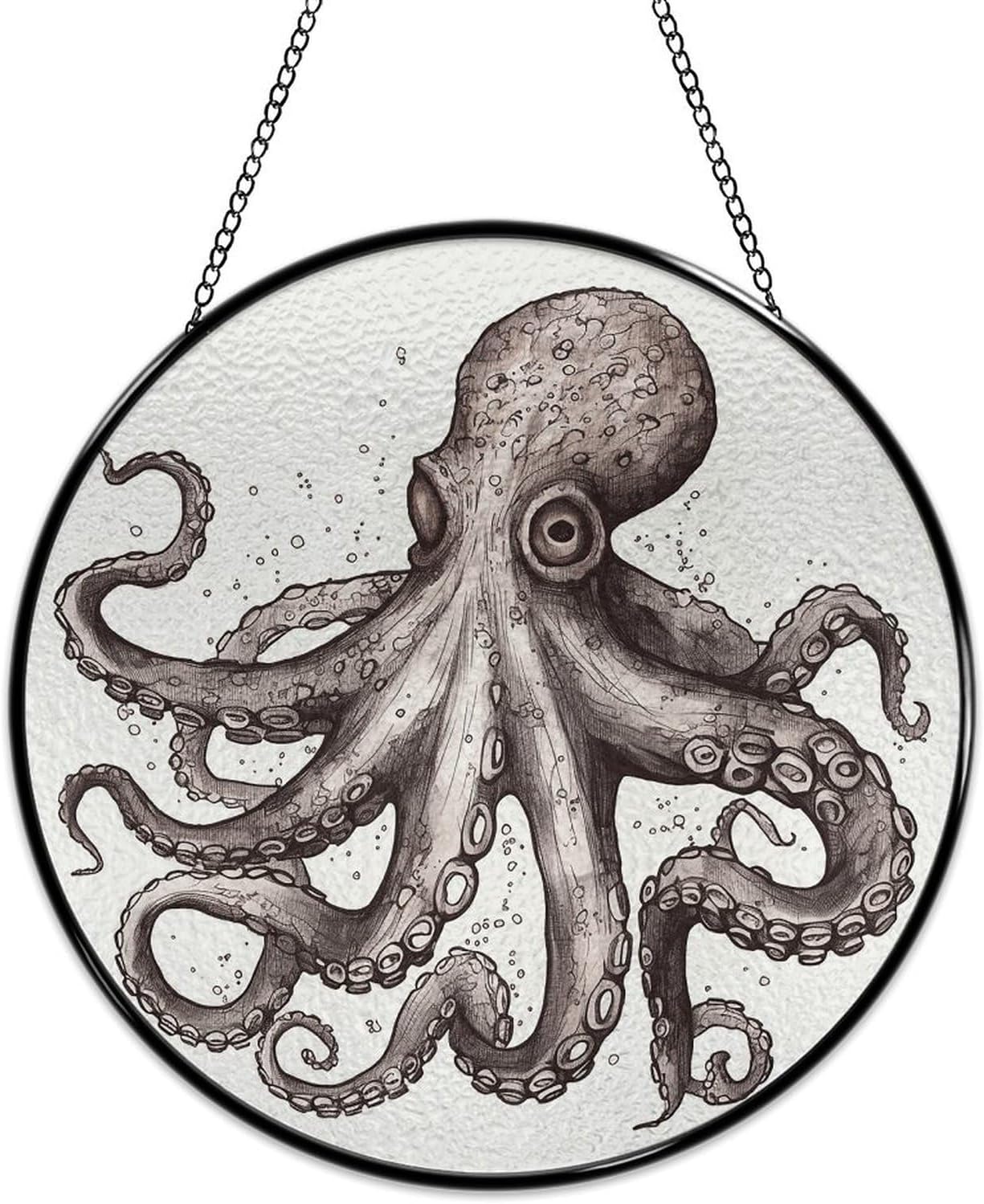 Octopus Stained Glass Suncatcher for Garden, Window Hanging
