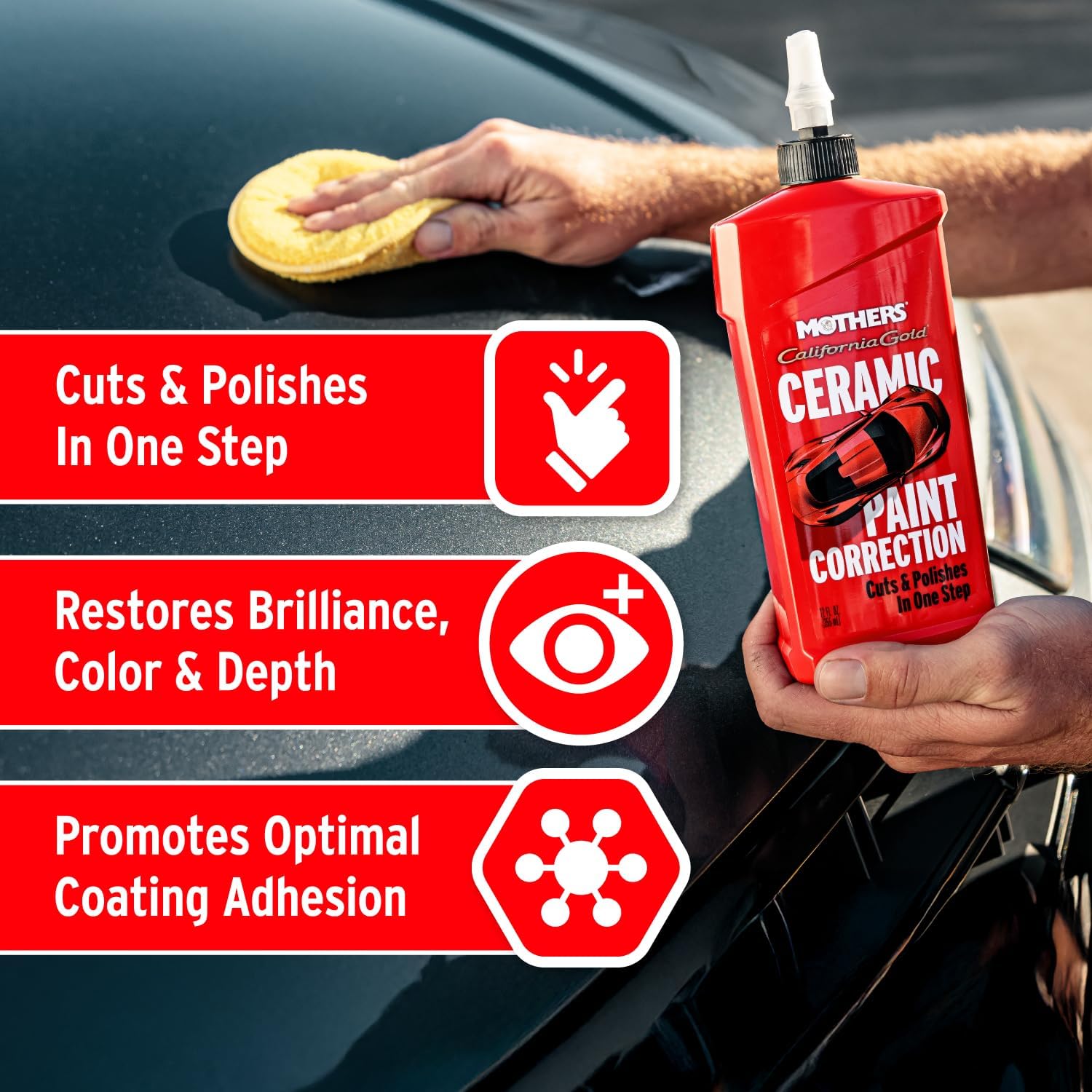 Mothers California Gold Ceramic Paint Correction, 12 oz. — Cuts, Polishes & Repairs, Preps, Removes Scratches, Swirls, Oxidation, Water Spots, Restores Color, Gloss, Depth & Shine (01712) - Image 3