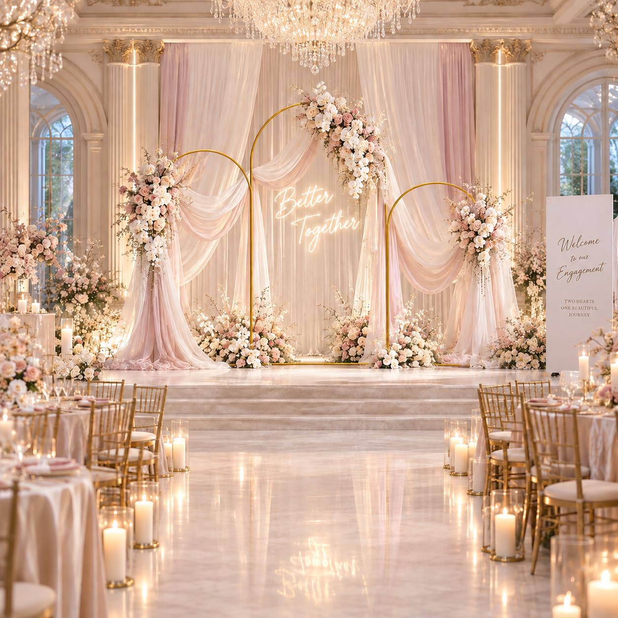 Juego de 3 arcos de boda (1,8 m, 2 m, 2,2 m)