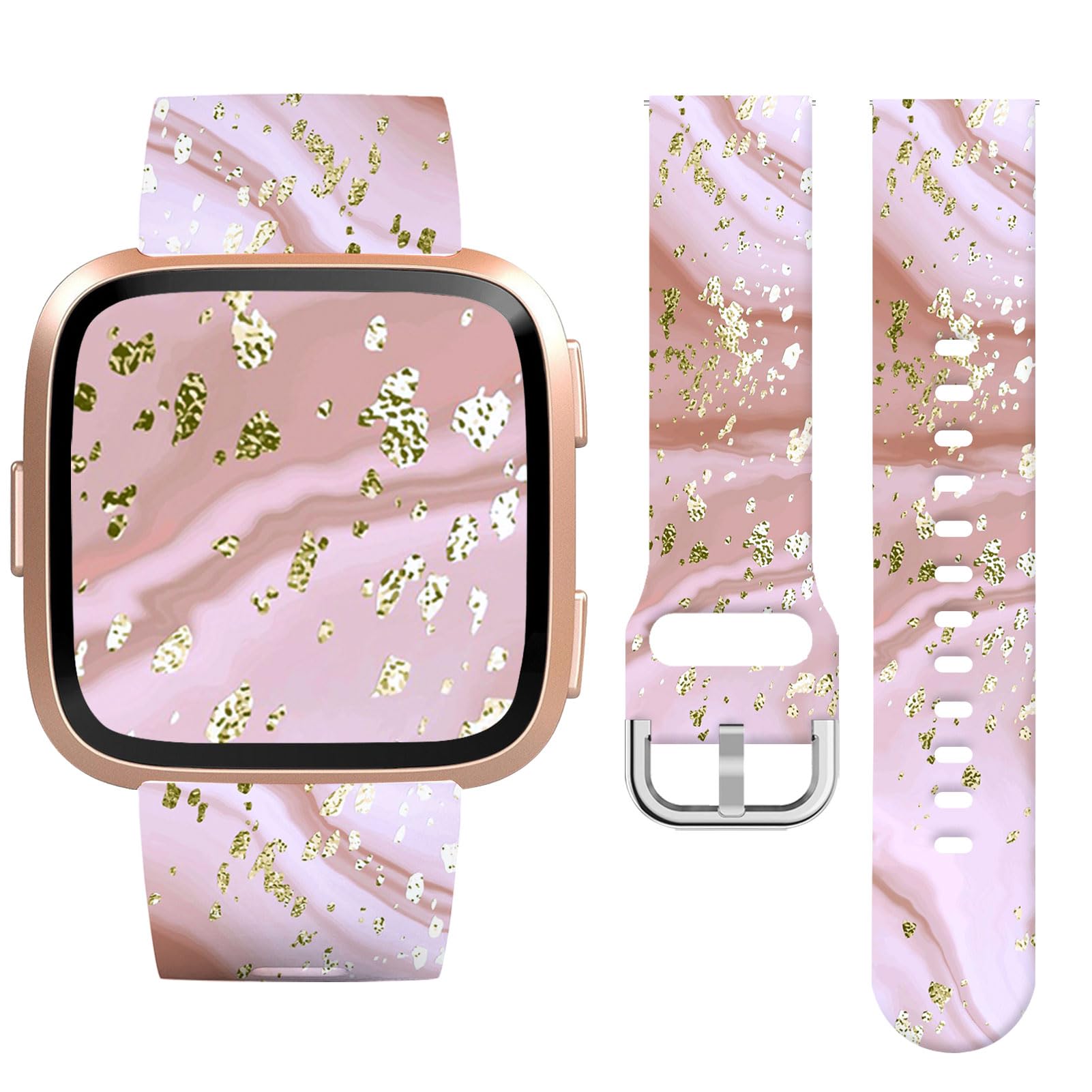 Vozehui Marble Silicone Straps for Fitbit Versa/Versa 2/Versa Lite, Soft, Unique Printing Technology, Comfortable to Wear, Waterproof and Durable Replacement Band for Men Women