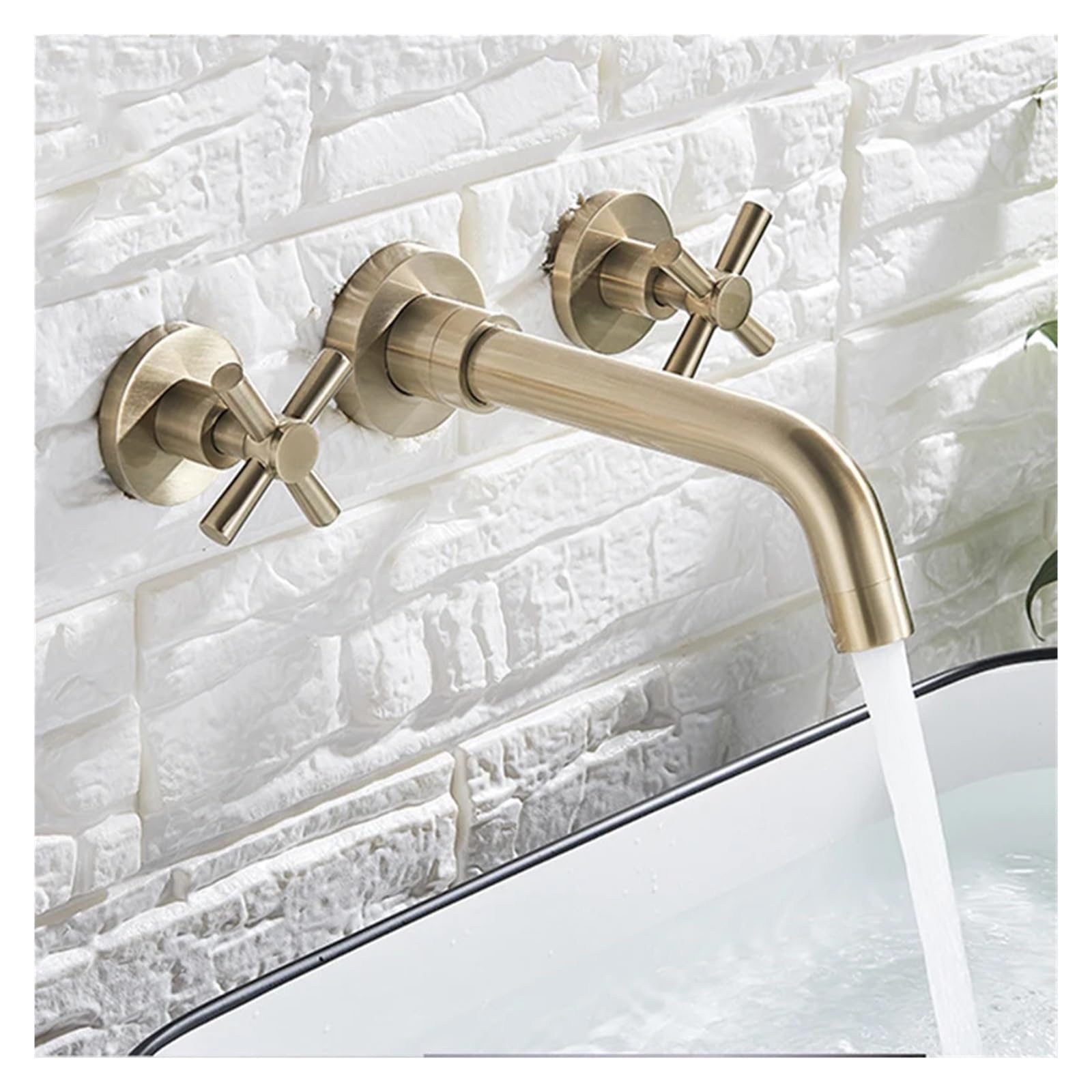 Robinet salle de bain mural or brossé mitigeur encastré double commande