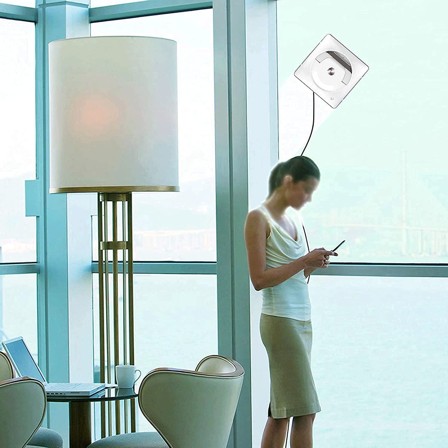 Window Cleaner Household Smart Window Cleaner Smart Glass Cleaner with Edge Detection Function for Outdoor/Indoor Windows Ceiling