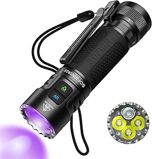 sofirn SR23 3300 Lumens EDC Flashlight USB C Rechargeable, Bright LED Flashlight with UV Light, High Lumens Portable Handh...