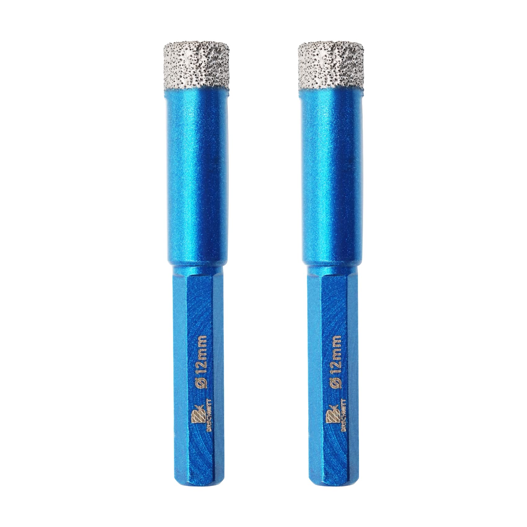 Juego de brocas de diamante seco, 2 piezas de 1/2 pulgada (12 mm) para azulejos de porcelana, cerámica, piedra, granito, mármol, vástago hexagonal, kit de brocas de núcleo de diamante