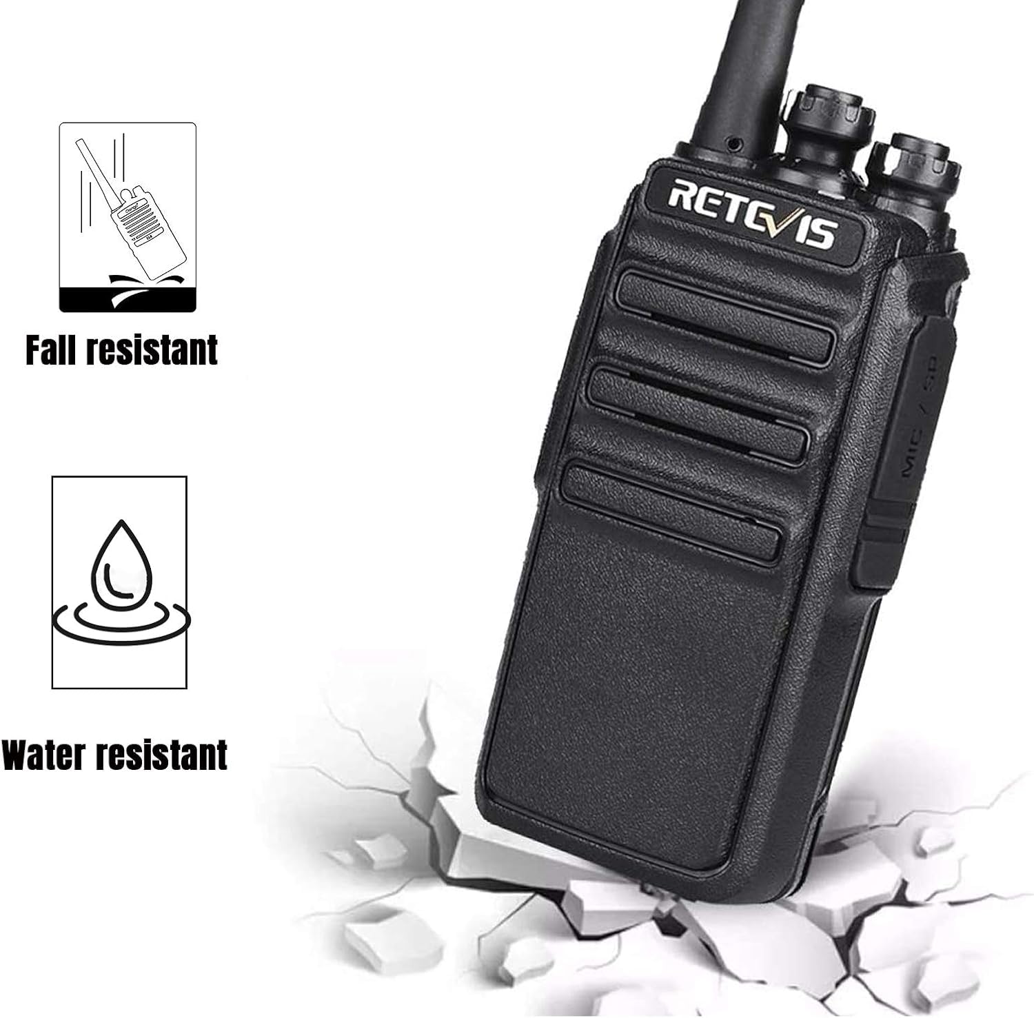 Retevis RT24 Plus Talkie Walkie Professionnel, Talkie-Walkie Longue Portée PMR446 sans Licence 16 Canaux CTCSS/DCS, Toki Walki avec Oreillette pour Restauration, Vente au détail (Noir,4 Pcs)