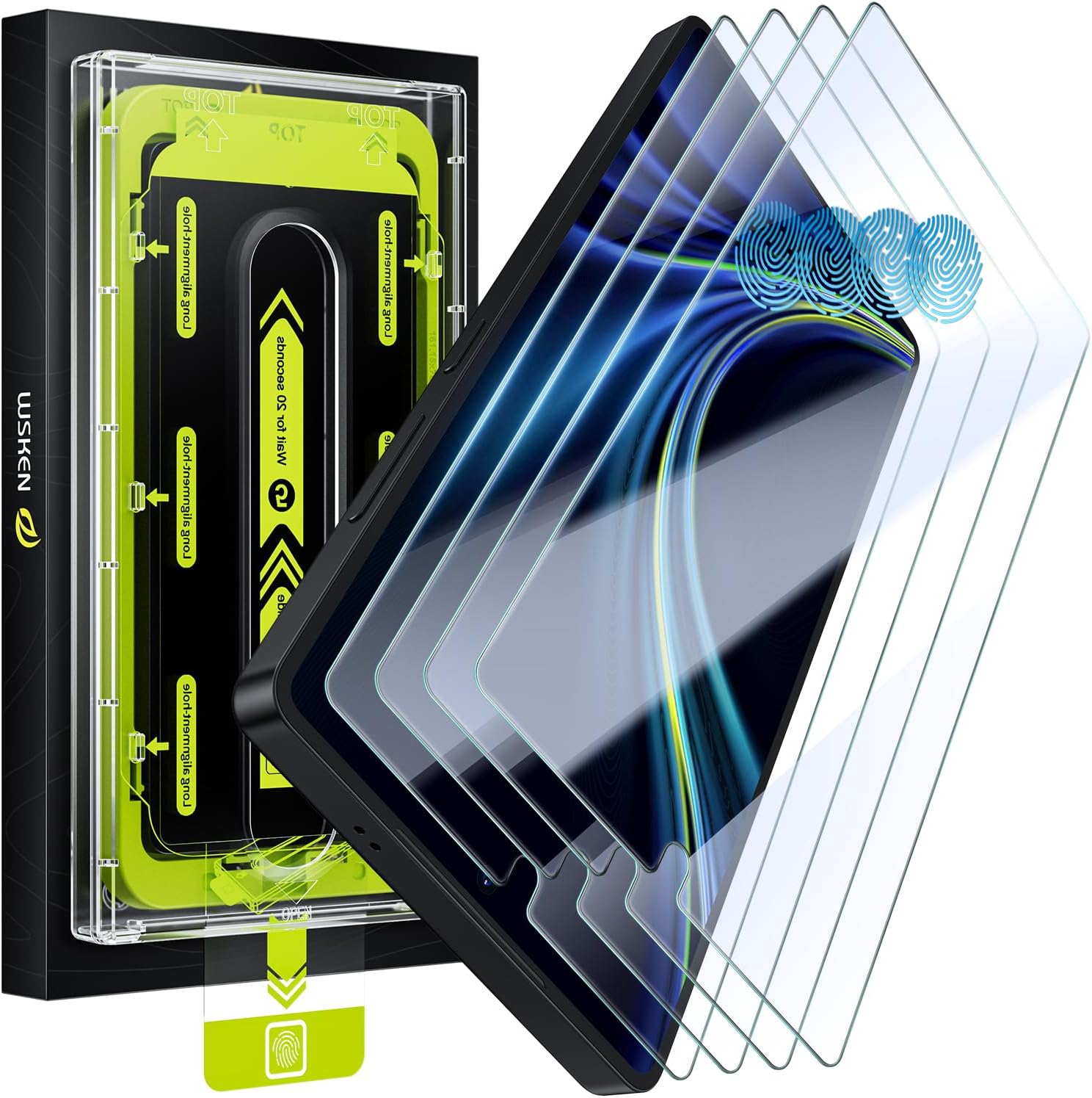 WSKEN for Samsung Galaxy S25 Ultra Screen Protector - [Fingerprint Unlock Support] Case Friendly Auto Dust Removal Shatterproof Bubble Free HD Tempered Glass Film for Galaxy S25 Ultra,4 PCS