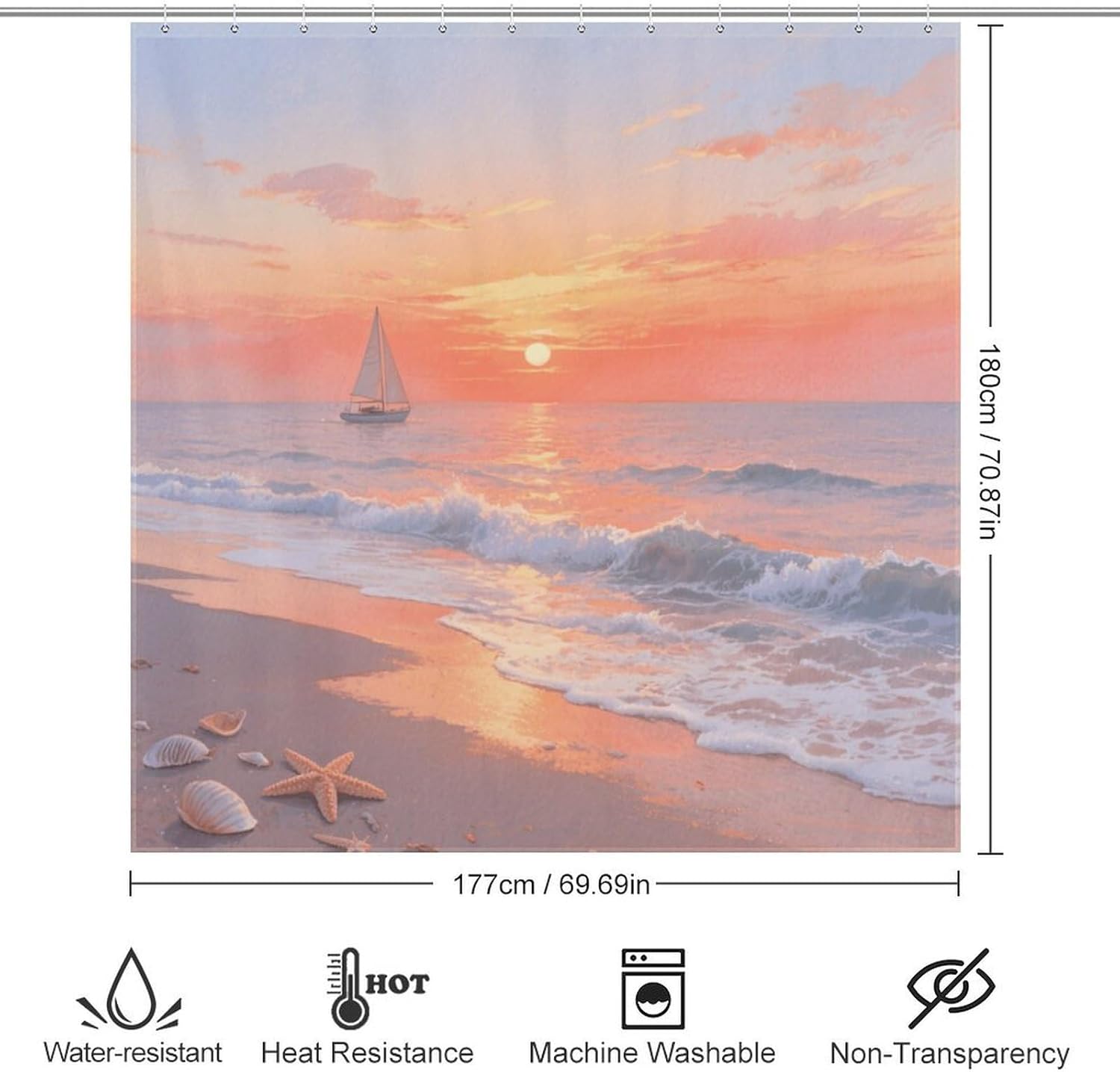 Shower Curtains Fabric Shower Curtain Liner Liner Showers Curtain A Sunset at The Seaside Showers Curtin Opaque for Privacy Protection Water Splash Protection High Aesthetics