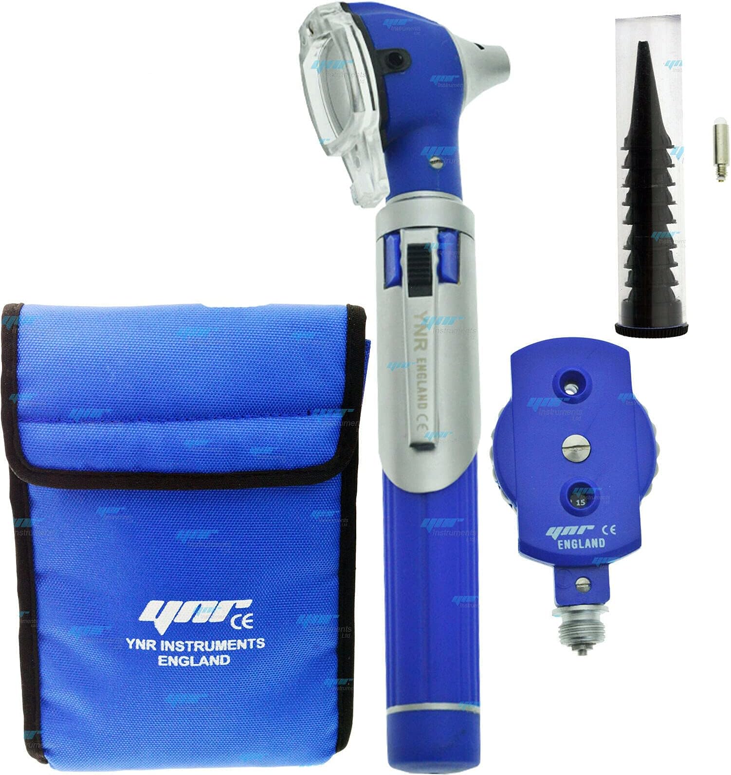 YNREngland ® F.O Mini Otoscope Auriscope Fiber Optic ENT Ear Scope Diagnostic Examination GP CE Mark Approved New (Blue)