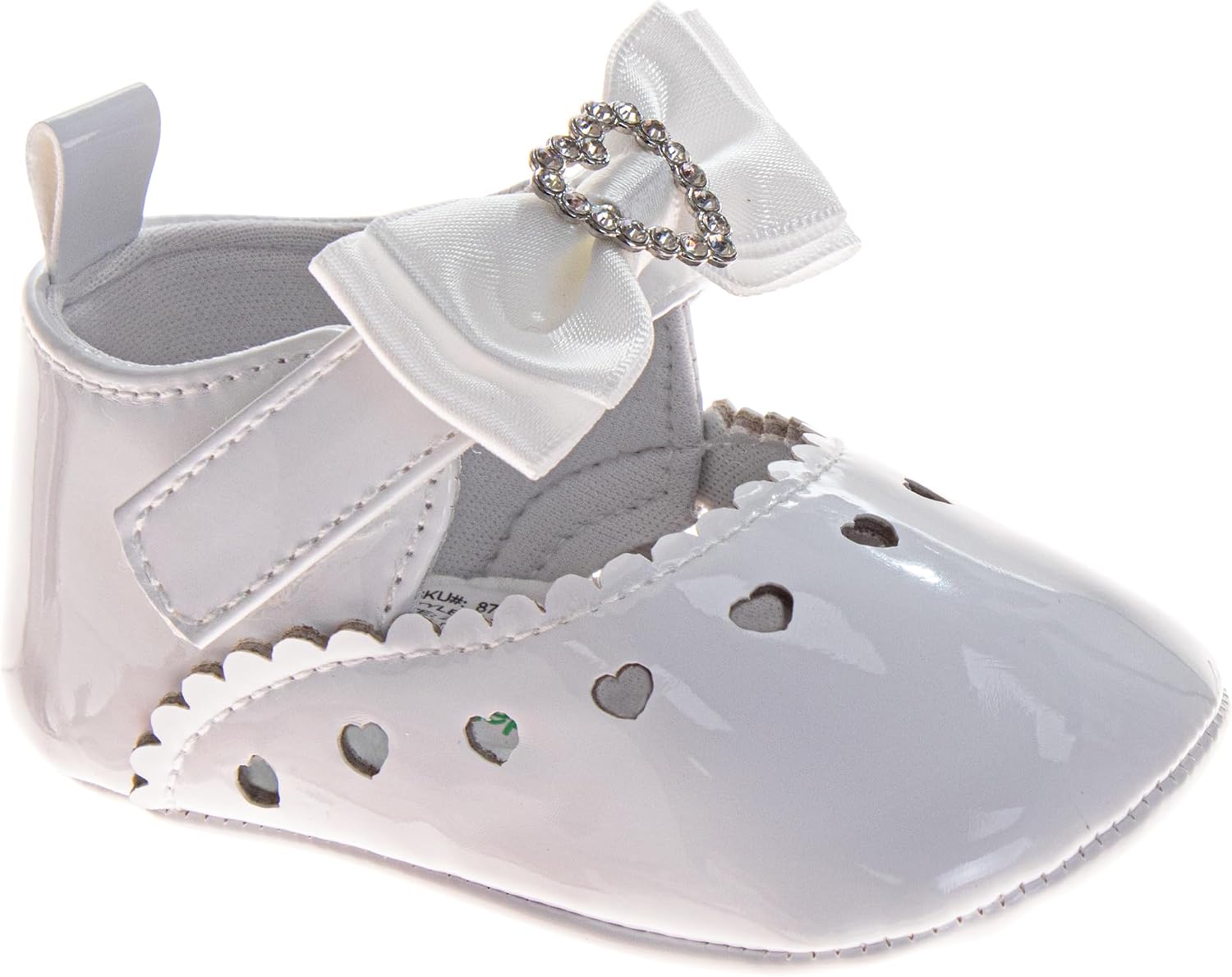 Josmo Baby Girls Sparkly Dress Shoes Soft Sole Mary Jane Flats with Bow and Glitter Design Newborn Crib Walker Size 2-4 Infant