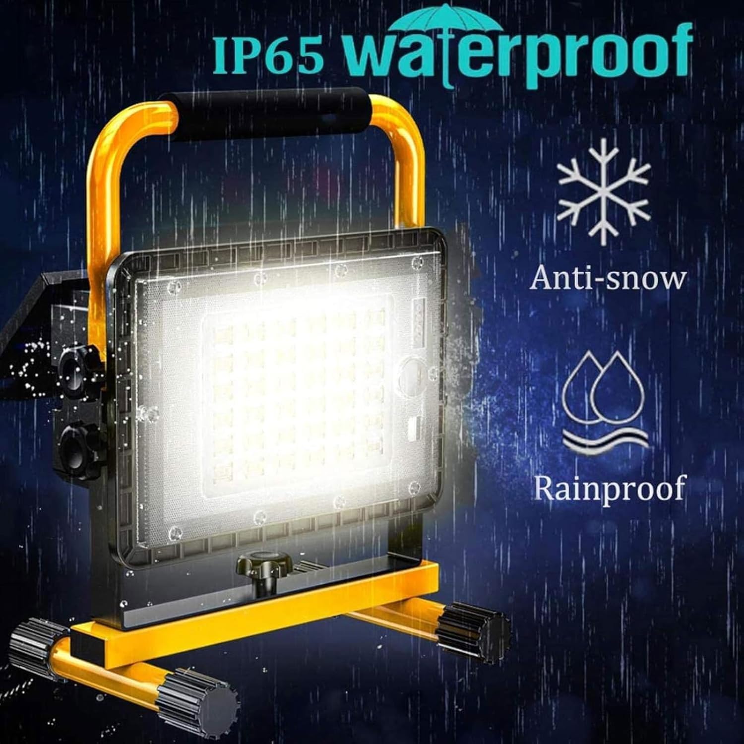Luces De Trabajo LED De Energía Solar Portátiles, Luces De Inundación Exteriores Impermeables De 10000 Lm Con Batería De 20800 MAh, Puerto De Salida USB Incorporado, 130 LED, Para Garaje, Jardín