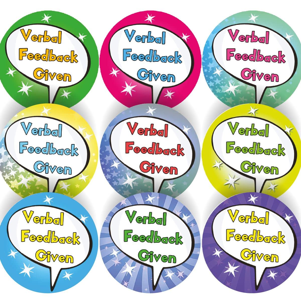 144 Verbal Feedback Given 30mm Reward Stickers for School Teachers, Parents