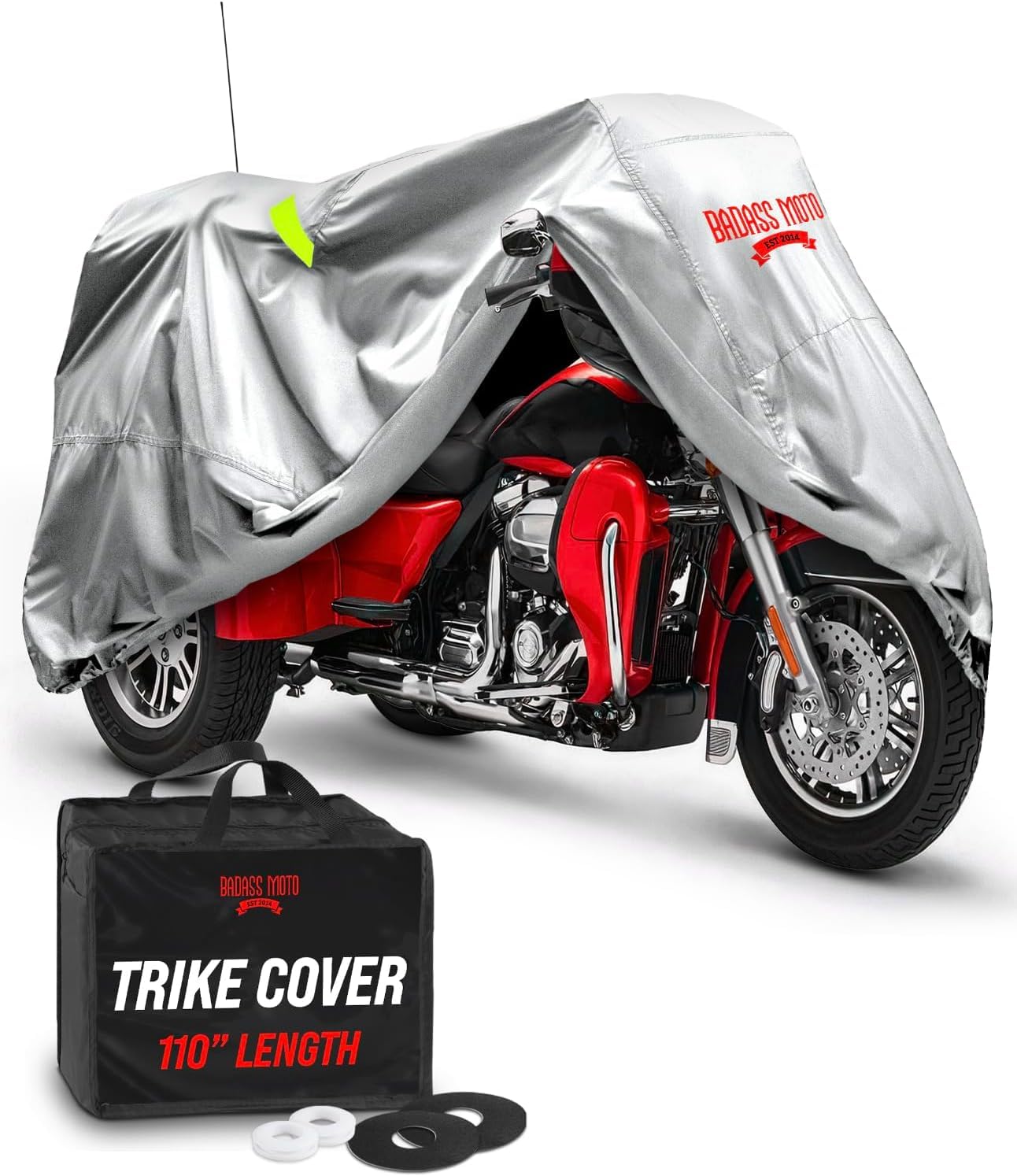 Badass Moto Heavy-Duty Motorcycle Cover for Harley Trike, Tri Glide, Gray