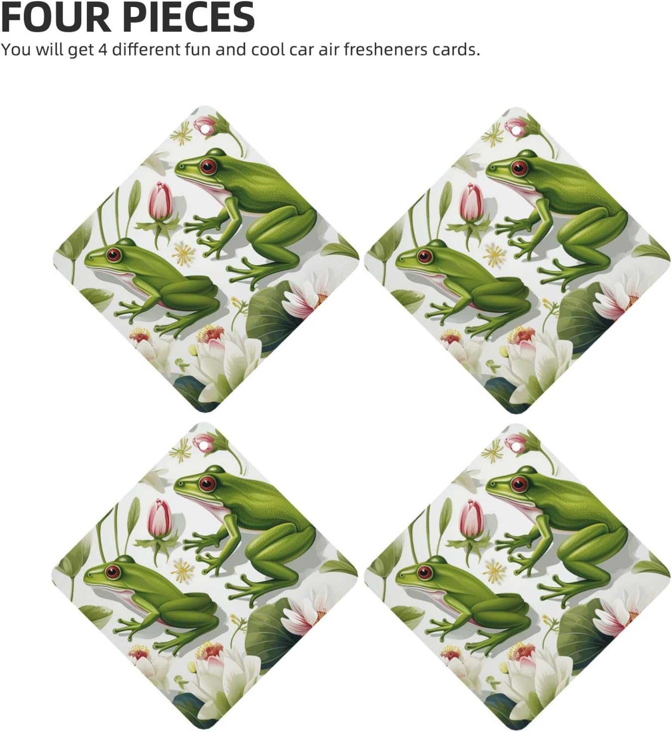 Car Air Fresheners Cards Set of 4 Pieces,Cartoon frog Mirror Pendant Hanging Scented Cards for Wardrobe Bathroom Long-Lasting Auto Aromatherapy Tablets Gifts Car Rearview image 2
