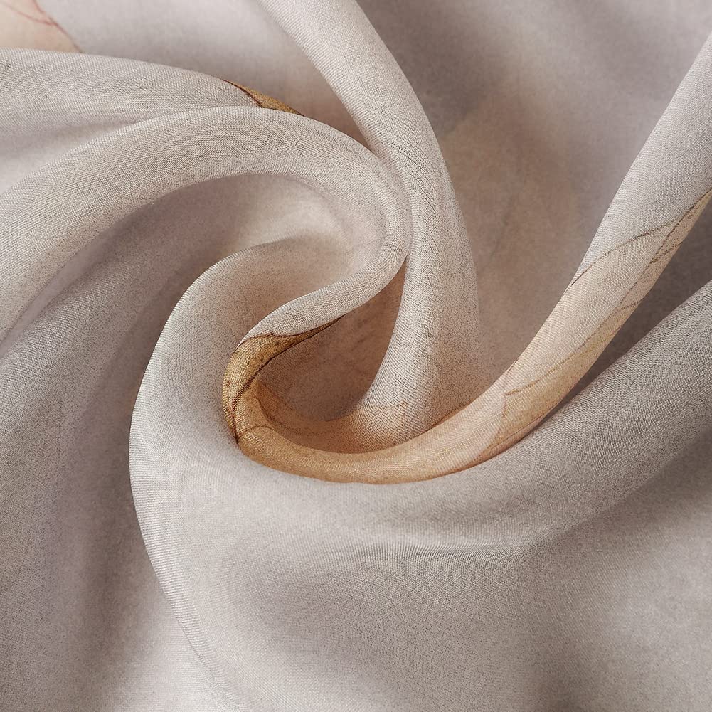 Sciarpa di 100% Seta da Donna Foulard Chiffon con Fantasie Orientale Semi-Trasparente 175 * 110CM Verde