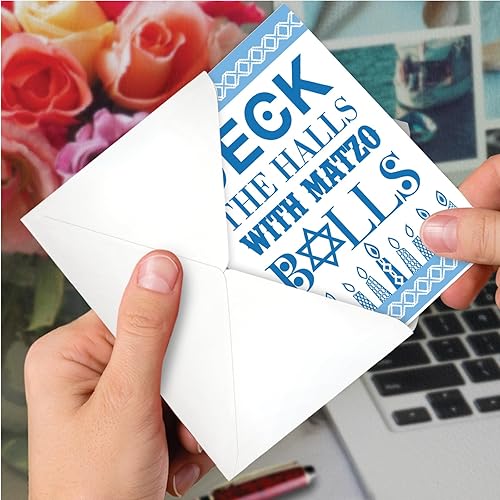 Miniatura 10 de NobleWorks - Juego de 12 tarjetas de felicitación de Janucá con sobres de 5 x 7 pulgadas (1 diseño, 12 cada uno) Divertidas tarjetas de felicitación