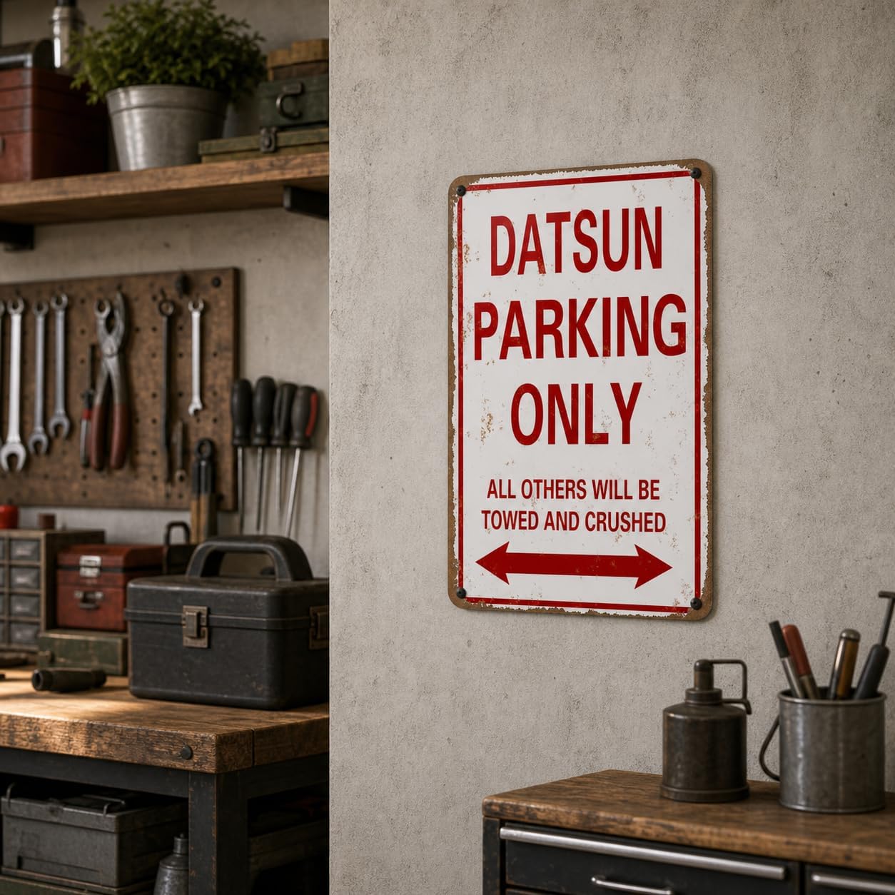 Saraheve Datsun Parking only Vintage Look Funny Mental tin Sign-8 X 12 inches-Aluminum image 5