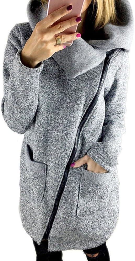 Kaoccy Women's Casual Long Hoodie Sweatshirt Zipper Coat With Plus Size