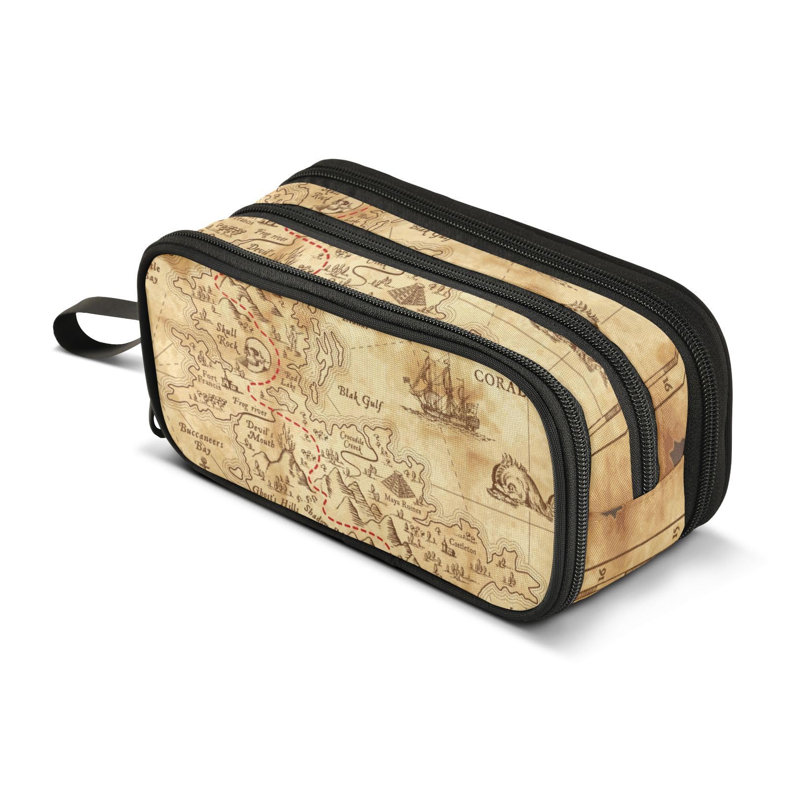 ISAOA Big Capacity Pencil Cases Vintage Pirate Treasure Map Pouch Bag Large Pen Bag Stationery Bag for Girls Boys Adults Student — image 1