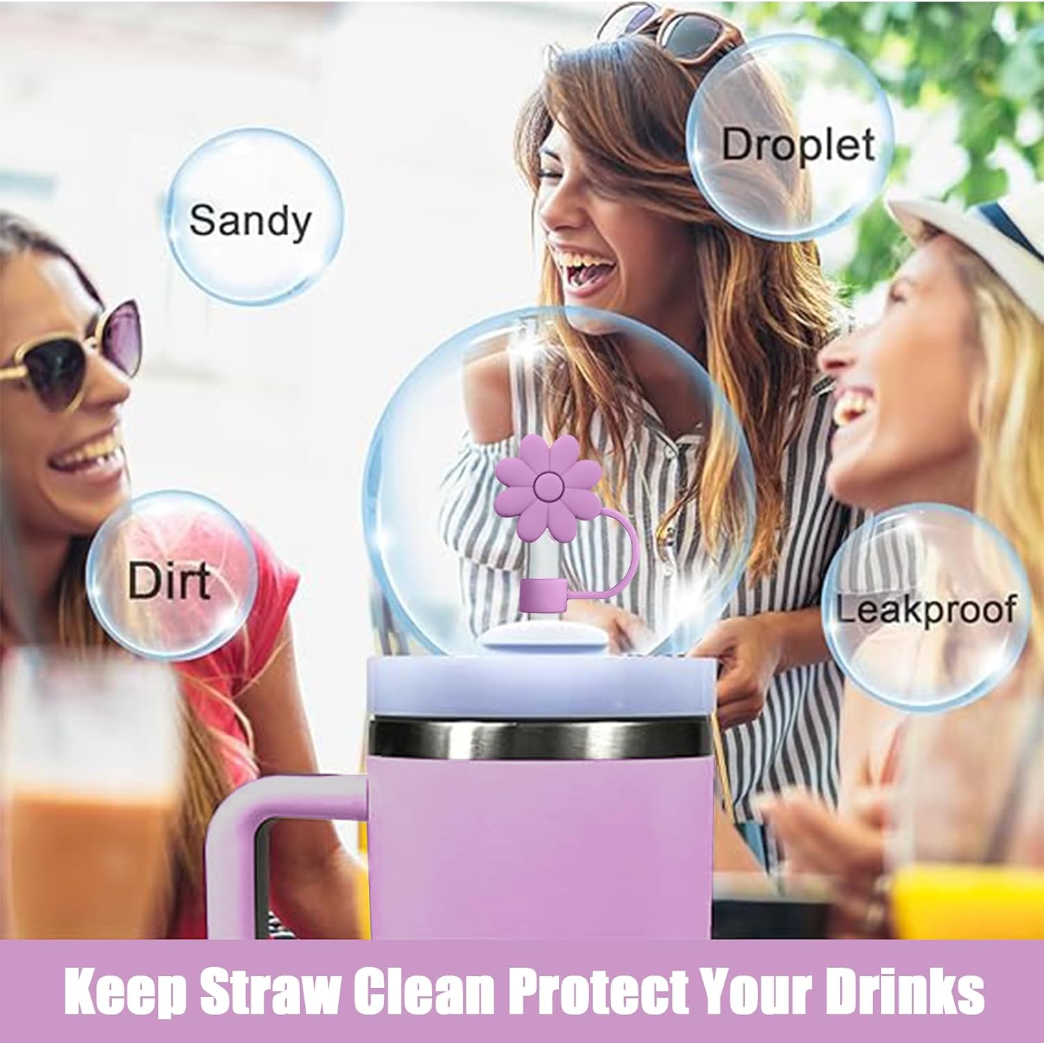 4 PCS Straw Covers Toppers for Stanley Cups(Light Purple) image 5