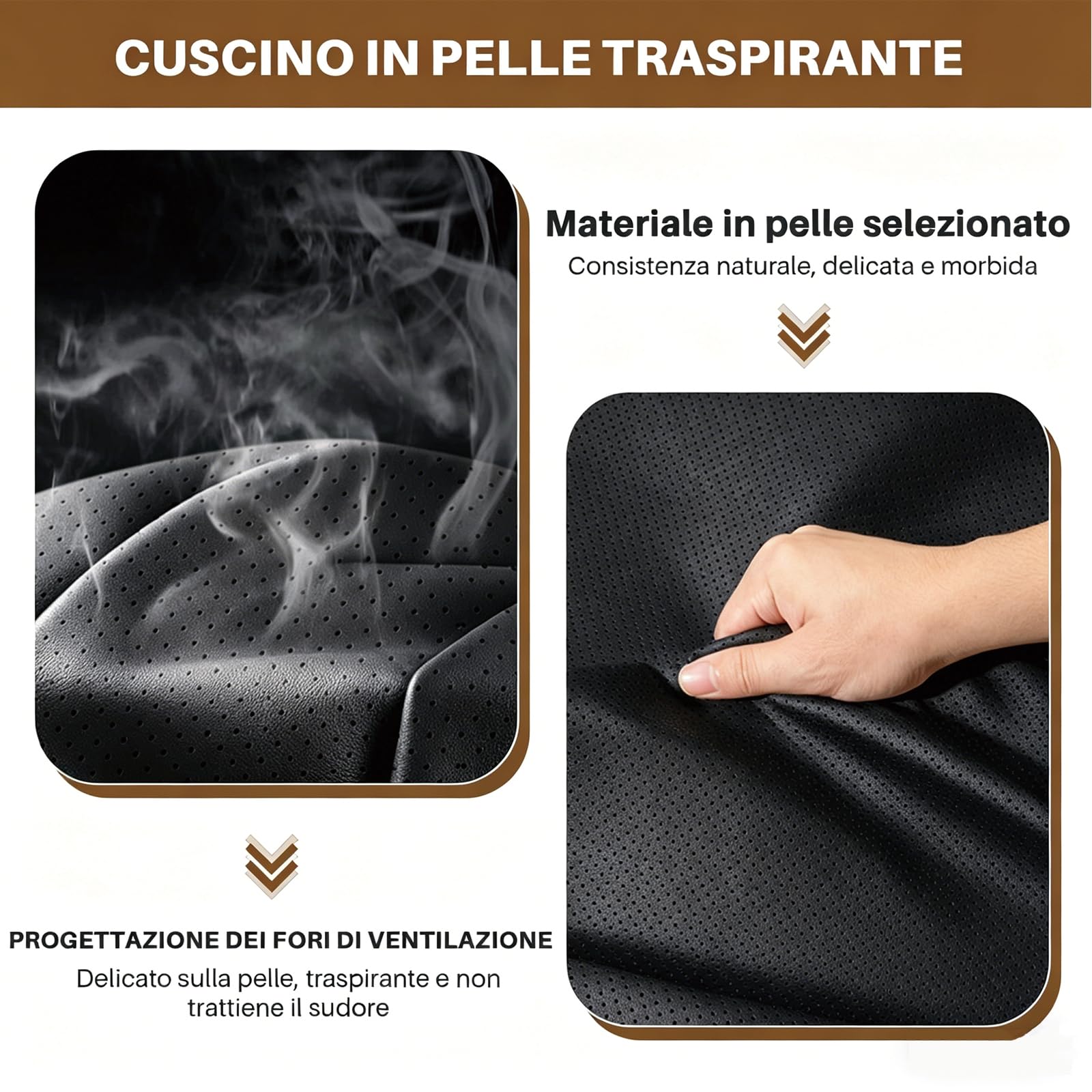 Pelle Nappa Coprisedili Auto Universale Personalizzato con Logo, Cuscino Lombare, Antiscivolo, Morbido Traspirante 5 Colori